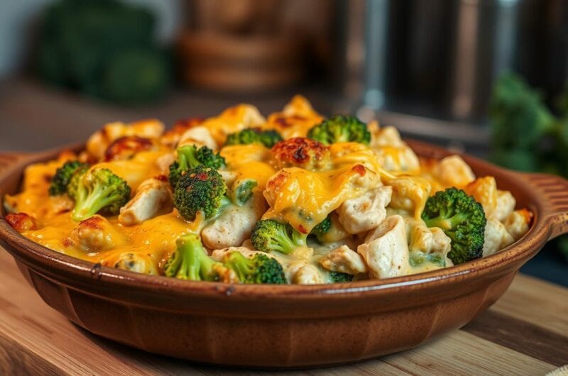 The Best Damn Creamy Chicken Broccoli Casserole with Cheese