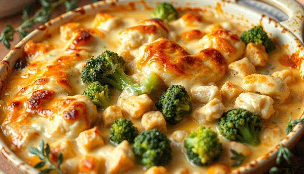 The Best Damn Creamy Chicken Broccoli Casserole with Cheese