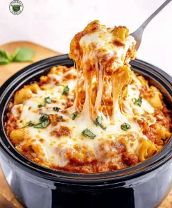 Crockpot Pizza Casserole Recipe - emiliarecipes.com