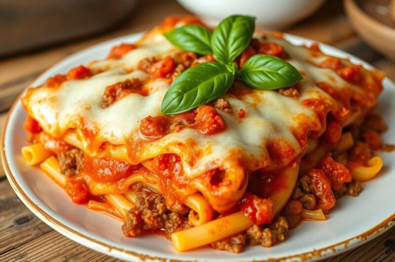 Classic Baked Ziti Recipe with Ground Beef and Cheese