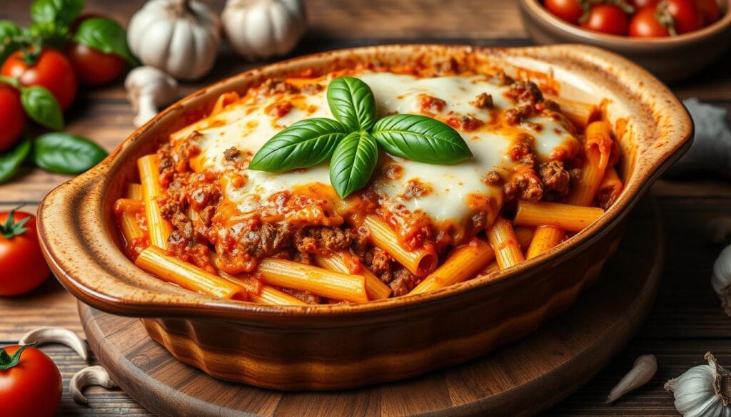 Classic Baked Ziti Recipe with Ground Beef and Cheese