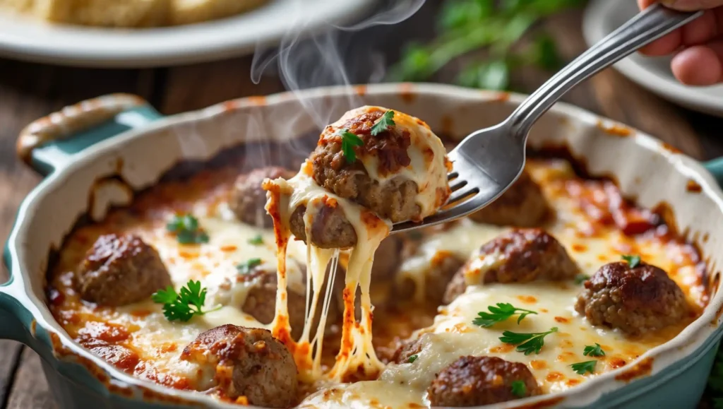 Cheesy Meatball Casserole Recipe– Easy & Delicious!