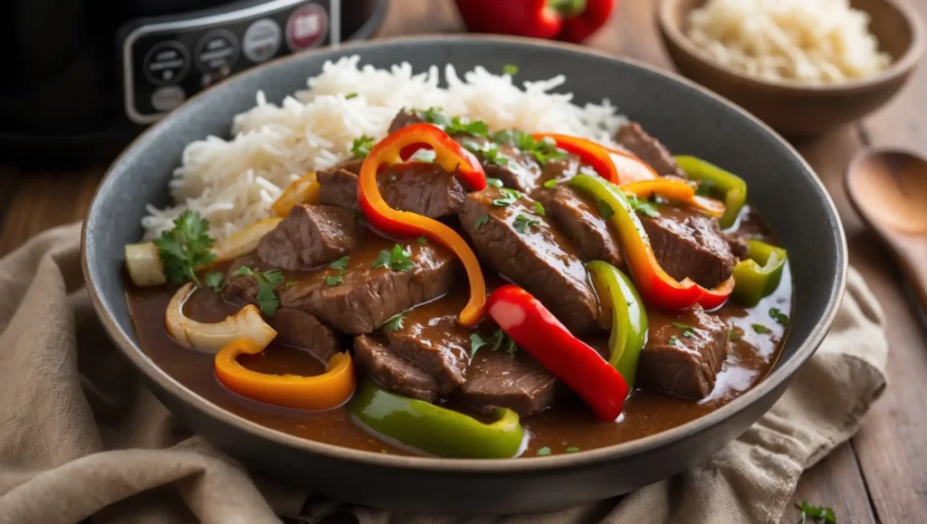 Slow Cooker Pepper Steak Recipe