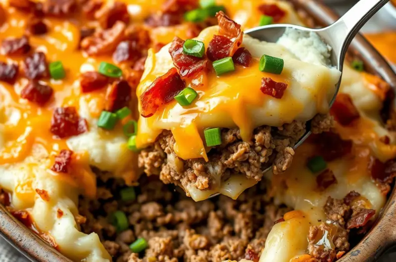 Delicious Loaded Potato Meatloaf Casserole