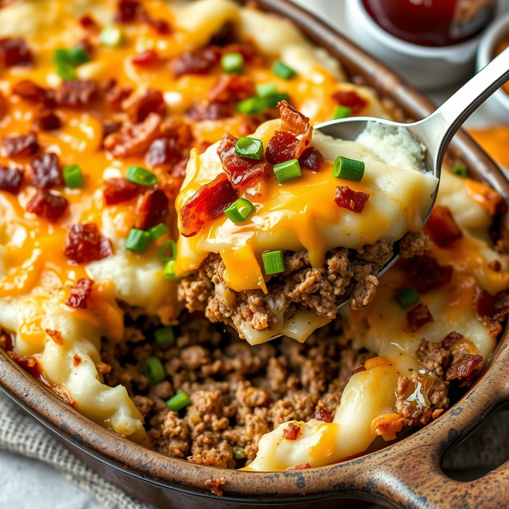 Delicious Loaded Potato Meatloaf Casserole