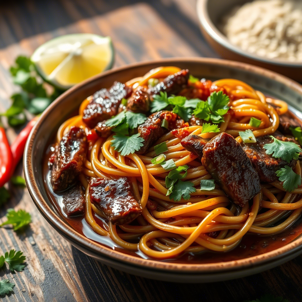 Sticky Beef Noodles